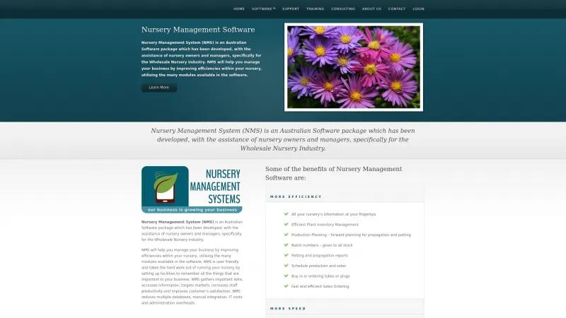 Homepage of Nursery Management System