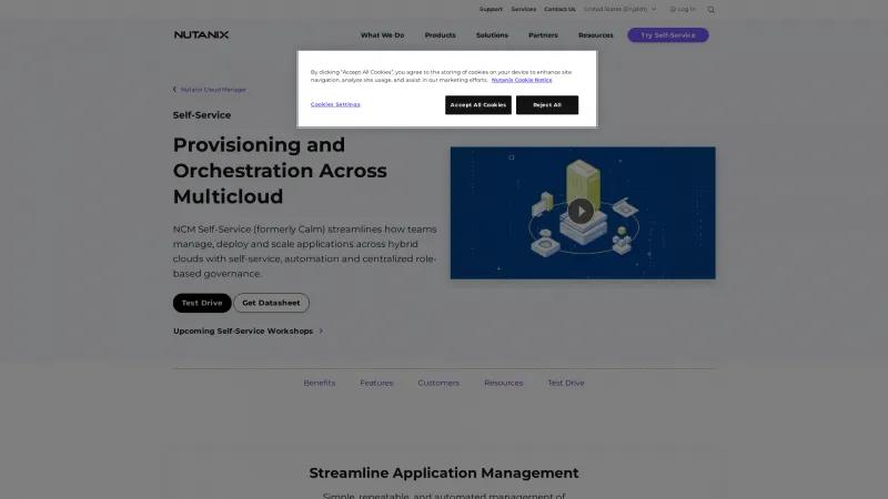 Homepage of Nutanix Self-Service