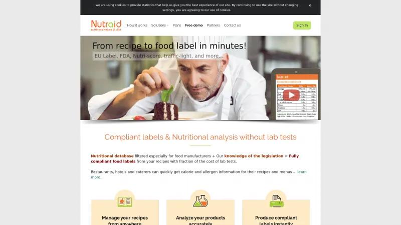 Homepage of Nutraid