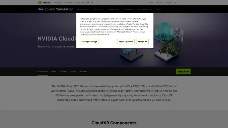 Homepage of NVIDIA CloudXR