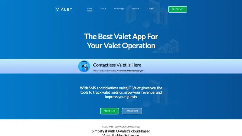 Homepage of O-Valet