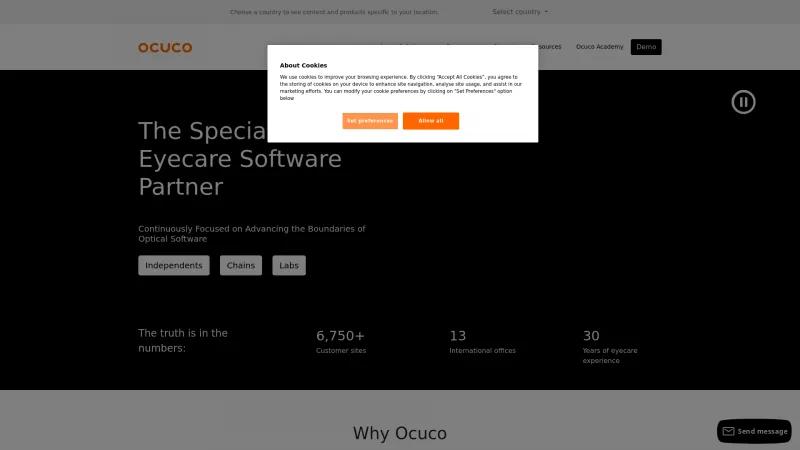 Homepage of Ocuco