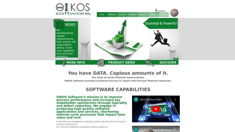 Homepage of OIKOS Treasury Suite