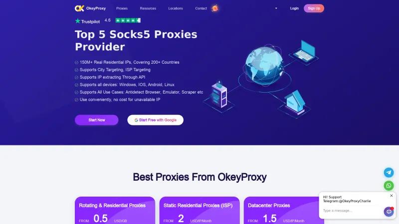 Homepage of OkeyProxy