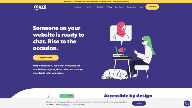 Homepage of Olark