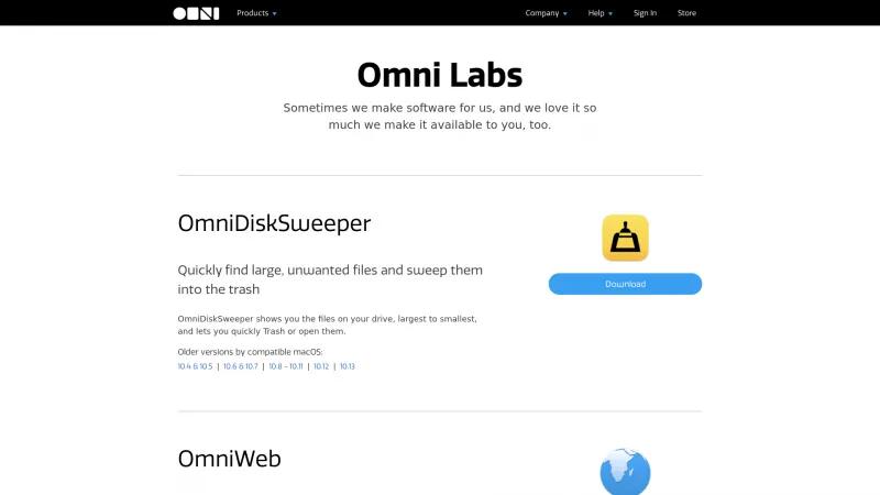 Homepage of OmniDiskSweeper