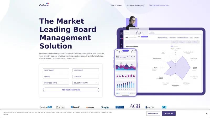 Homepage of OnBoard Board Management Software