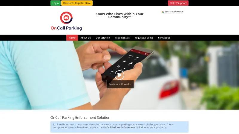 Homepage of OnCall Parking Manager