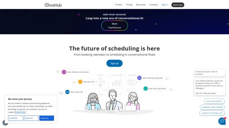 Homepage of OnceHub