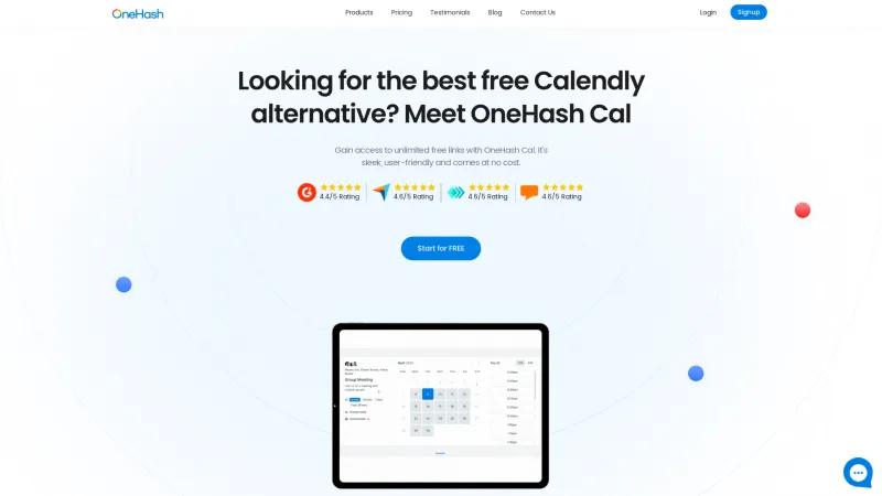 Homepage of OneHash Cal
