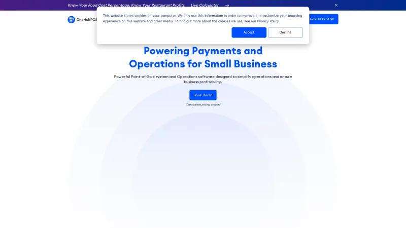 Homepage of OneHubPOS