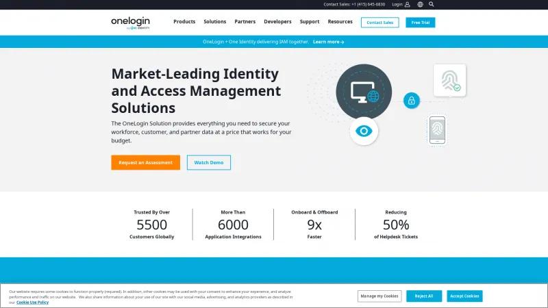 Homepage of OneLogin