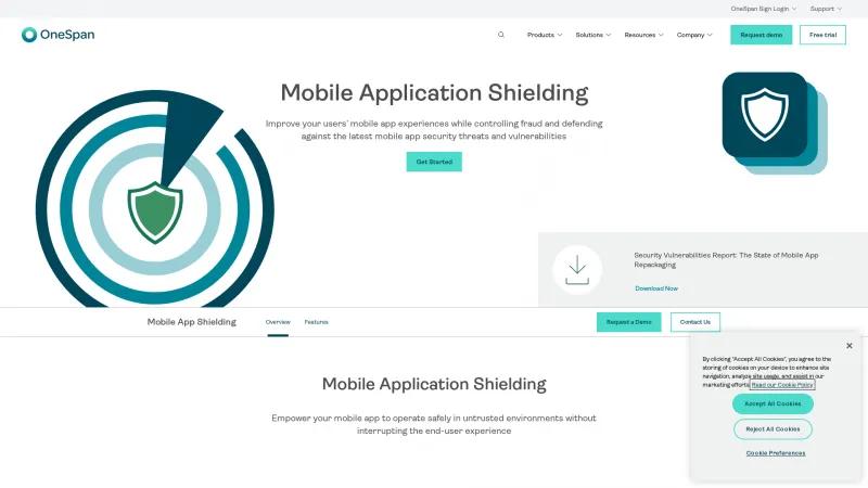 Homepage of OneSpan Mobile App Shielding