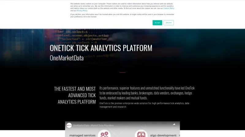 Homepage of OneTick