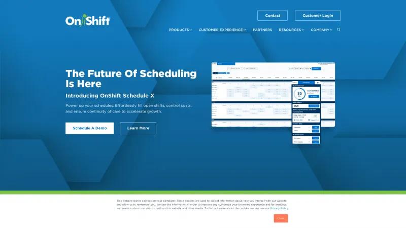 Homepage of OnShift