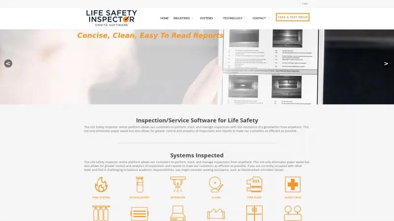 Homepage of Life Safety Inspector