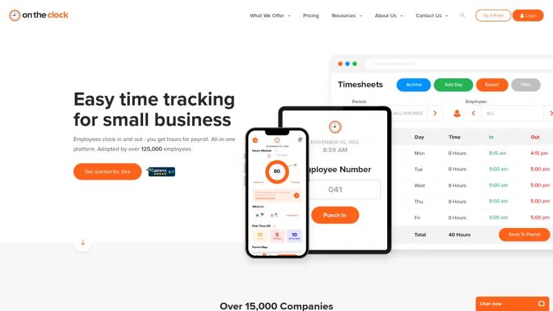 Homepage of OnTheClock