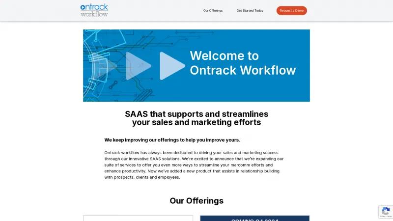 Homepage of Ontrack Workflow