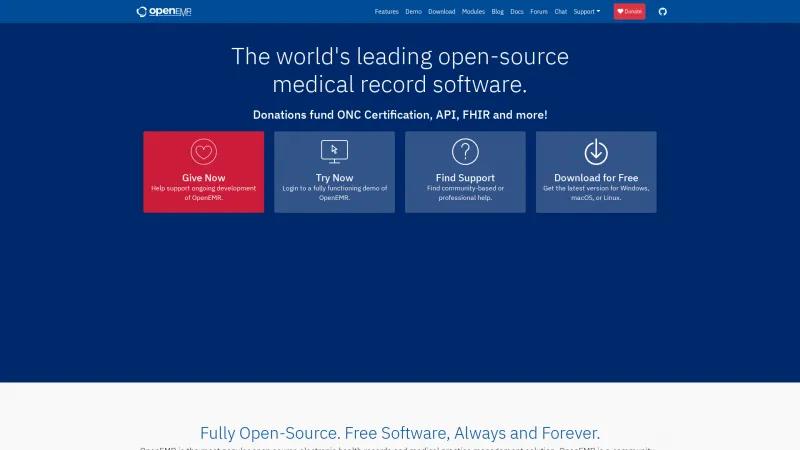 Homepage of OpenEMR