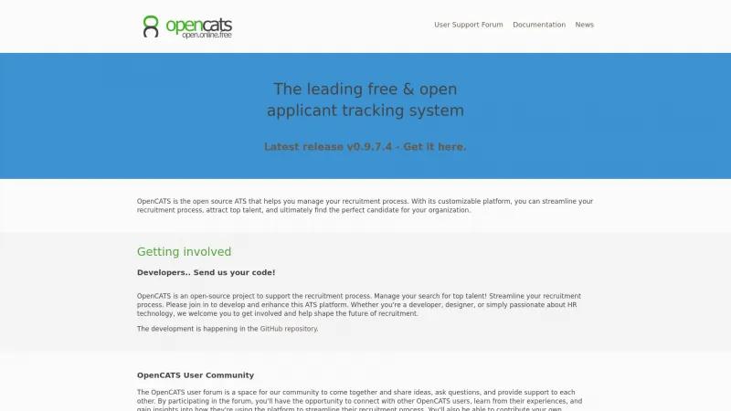 OpenCATS: The Leading Open-Source Applicant Tracking System for Streamlined Recruitment Homepage of OpenCATS