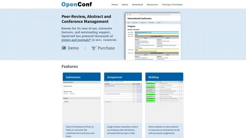 Homepage of OpenConf