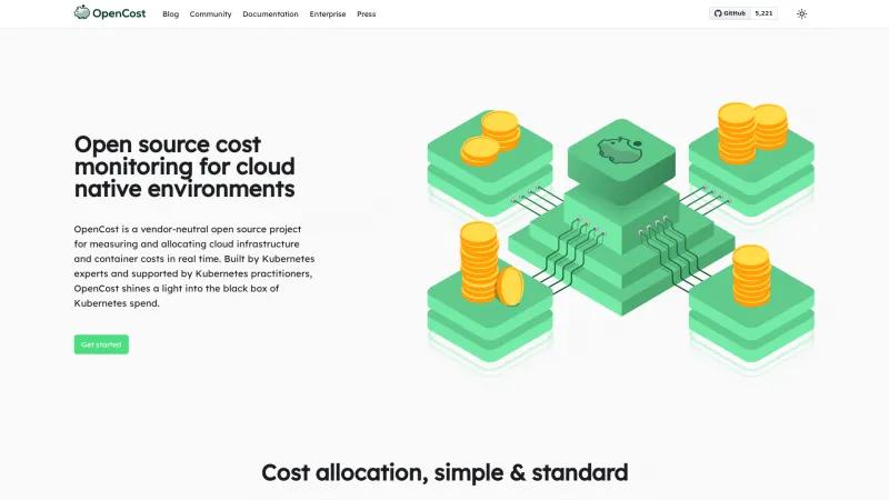 Homepage of OpenCost