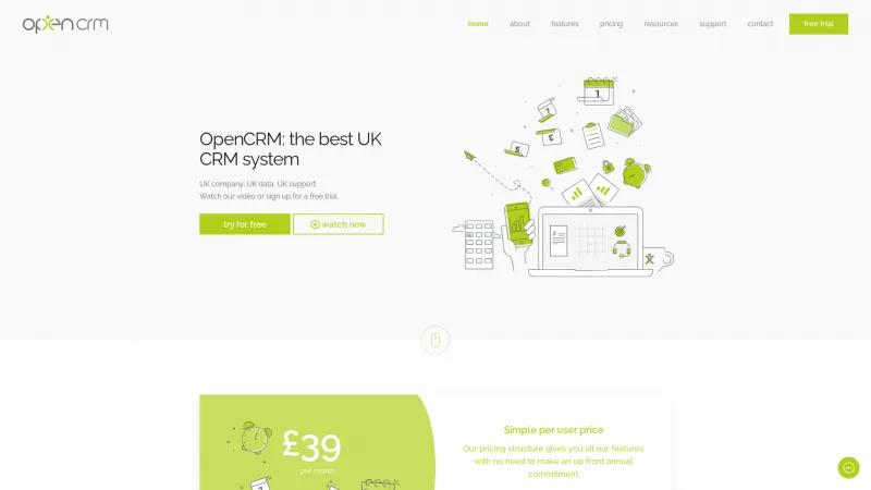 Homepage of OpenCRM