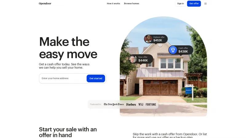 Homepage of Opendoor