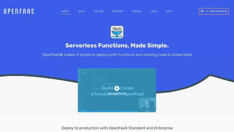 Homepage of OpenFaaS