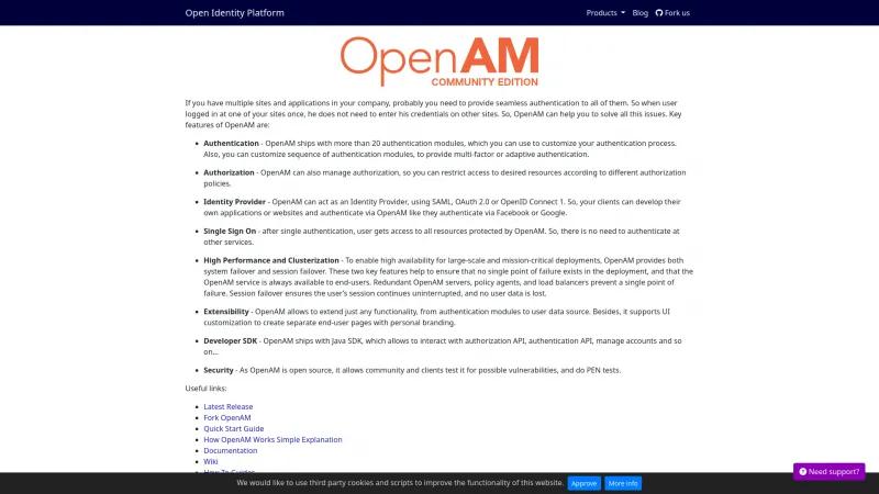 Homepage of OpenAM