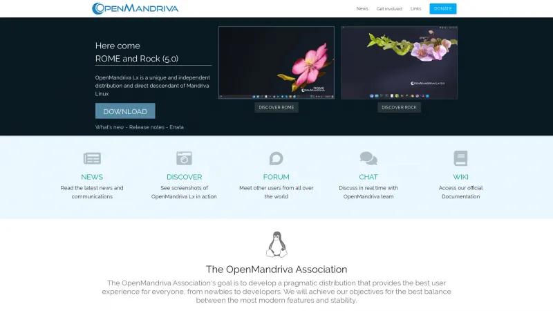 Homepage of OpenMandriva