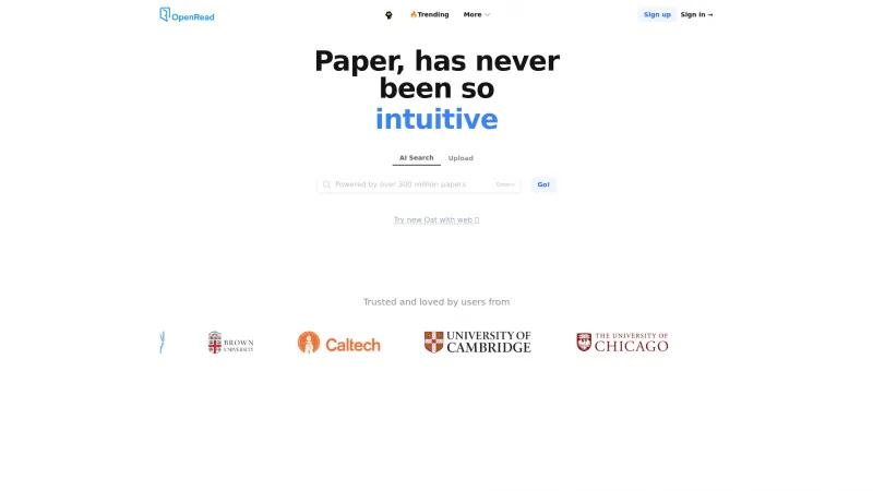 Homepage of OpenRead