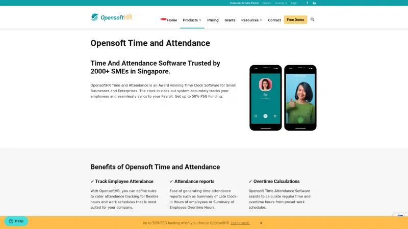 Homepage of OpensoftHR Time and Attendance