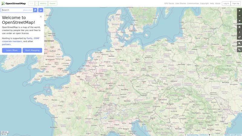 Homepage of OpenStreetMap