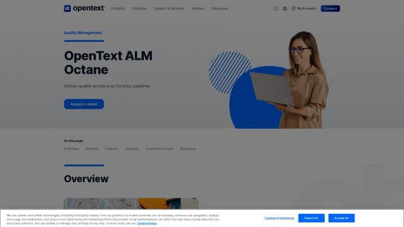 Homepage of OpenText ALM Octane