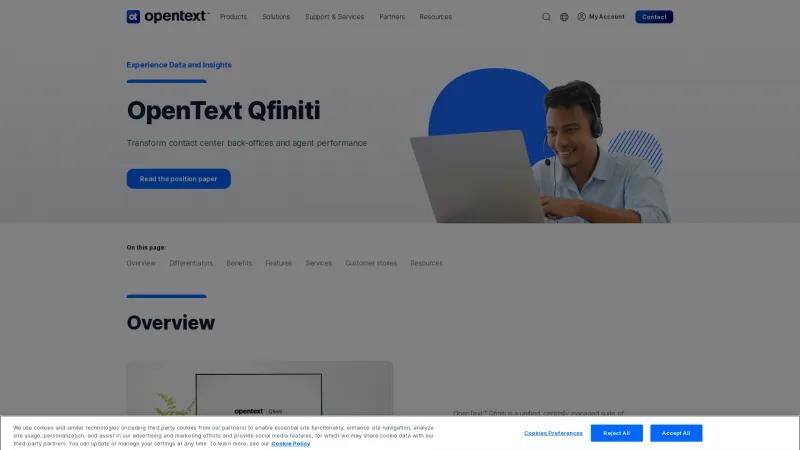 Homepage of Qfiniti