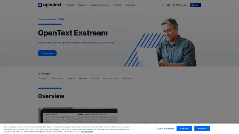 Homepage of OpenText Exstream