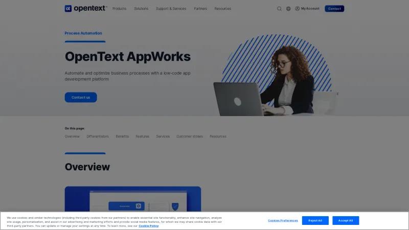 Homepage of OpenText AppWorks