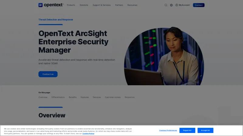 Homepage of OpenText ArcSight Enterprise Security Manager