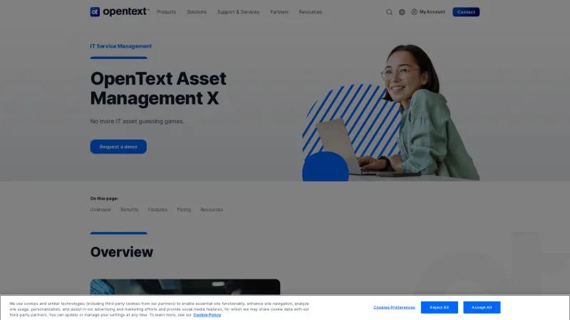 Homepage of OpenText Asset Management X