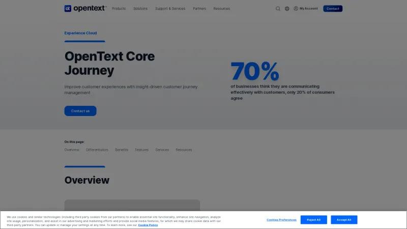 Homepage of OpenText Core Experience Insights