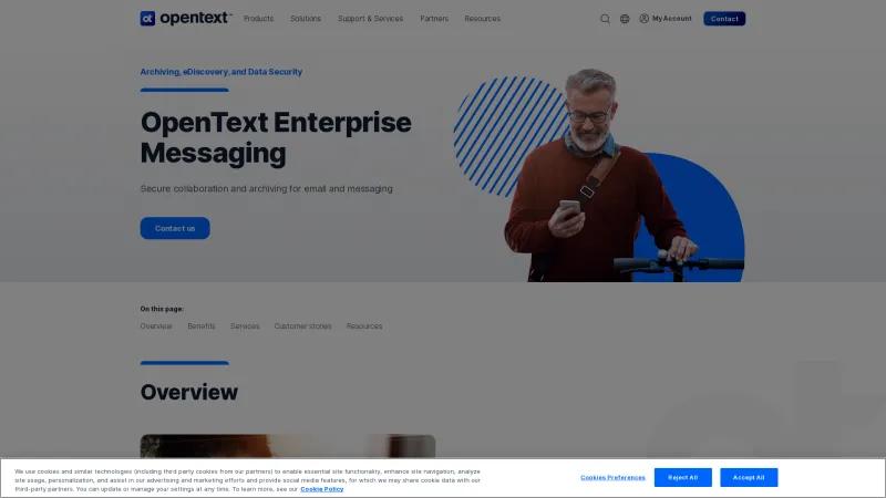 Homepage of OpenText Enterprise Messaging