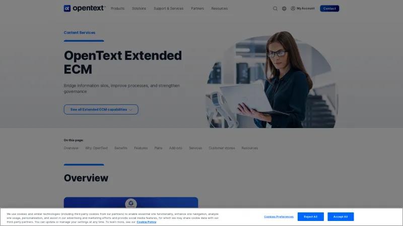 Homepage of OpenText ECM