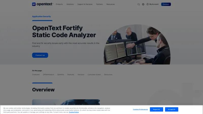 Homepage of OpenText Fortify Static Code Analyzer