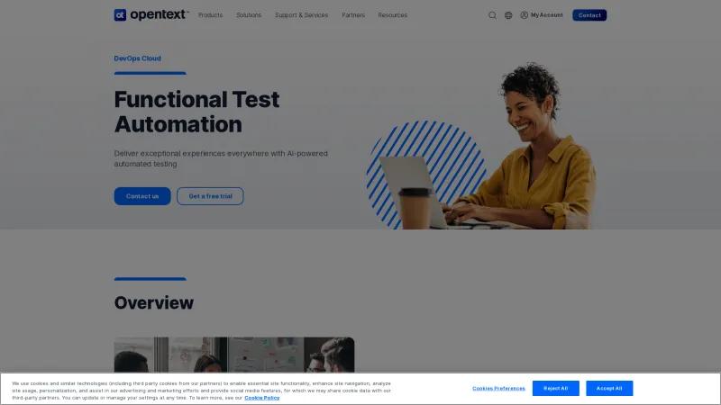 Homepage of OpenText Functional Test Automation