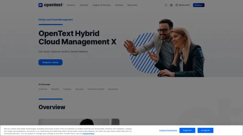 OpenText Hybrid Cloud Management Software: Streamline Your Cloud Operations with AI-Powered Solutions Homepage of OpenText Hybrid Cloud Management X