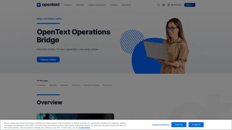 Homepage of OpenText Operations Bridge