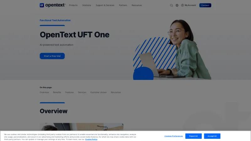 Homepage of OpenText UFT One