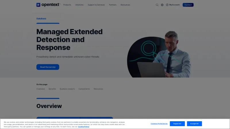 Homepage of OpenText Managed Extended Detection and Response