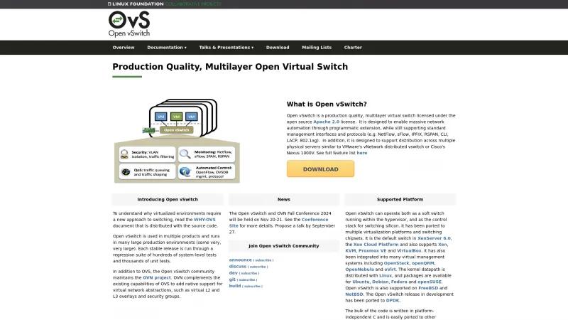 Homepage of Open vSwitch